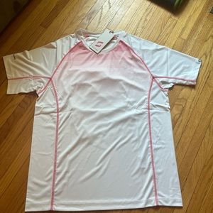 Savalino bowling mens large dry fit red and white shirt new with tags